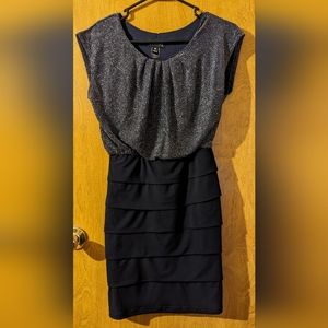 Enfocus Petite Bodice Tiered Black fitted Dress